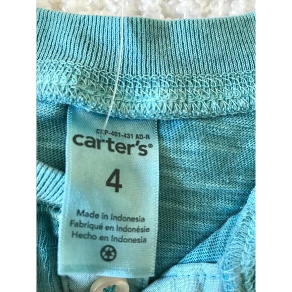 100% Cotton Carter's Kids Turquoise Blue Buttoned Sweater Shirt Top Size 4 NWT - Picture 4 of 7